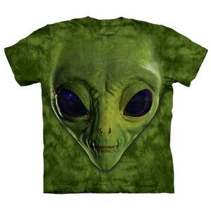 Alien Face UFO Space Invasion Mars Aliens E.T. The Mountain Green T-Shirt L/XL